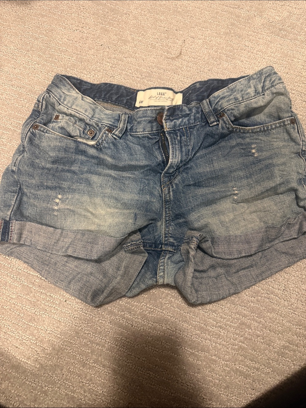 H&M Women's Faded Blue Denim Roll-Cuff Shorts